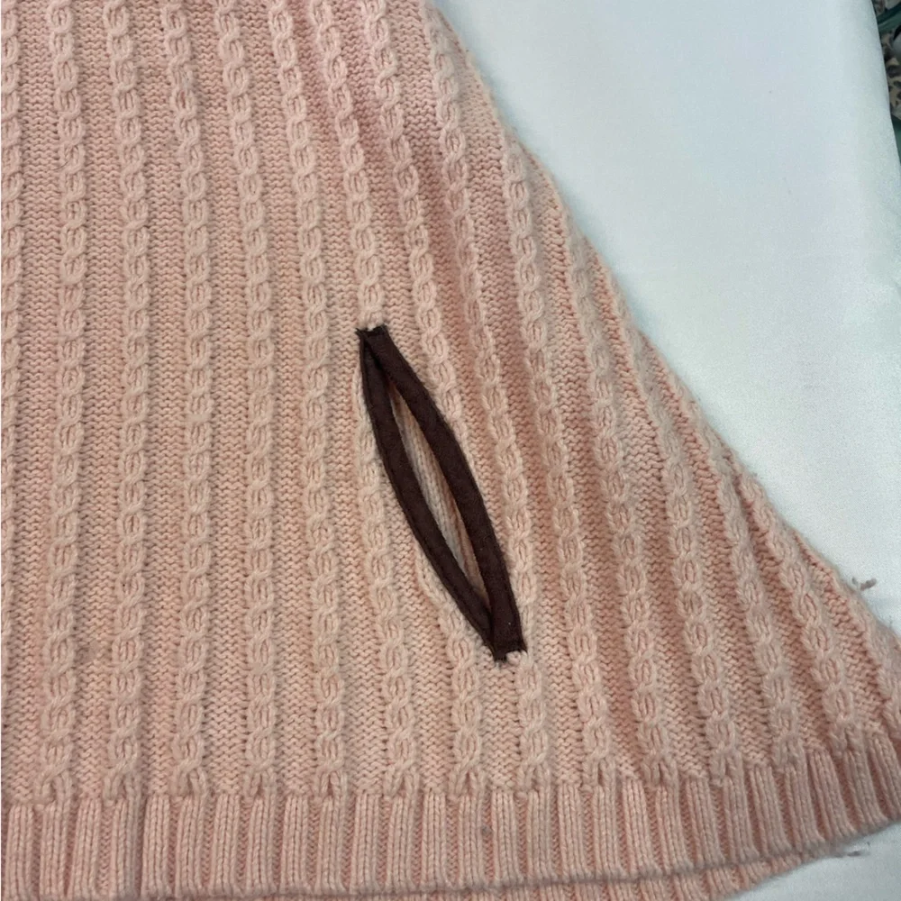 Janie and Jack cotton/wool blend pink winter poncho. So cute with brown accents.